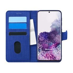 Microsonic Samsung Galaxy S20 Plus Fabric Book Wallet Lacivert Cep Telefonu Kılıfı