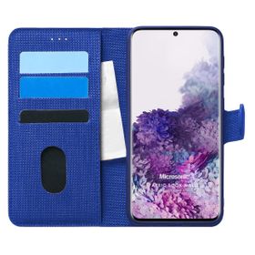 Microsonic Samsung Galaxy S20 Plus Fabric Book Wallet Lacivert Cep Telefonu Kılıfı