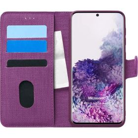 Microsonic Samsung Galaxy S20 Plus Fabric Book Wallet Mor Cep Telefonu Kılıfı