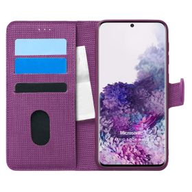 Microsonic Samsung Galaxy S20 Plus Fabric Book Wallet Mor Cep Telefonu Kılıfı