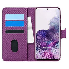 Microsonic Samsung Galaxy S20 Plus Fabric Book Wallet Mor Cep Telefonu Kılıfı