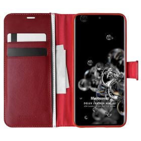 Microsonic Samsung Galaxy S20 Ultra Delux Leather Wallet Kırmızı Cep Telefonu Kılıfı