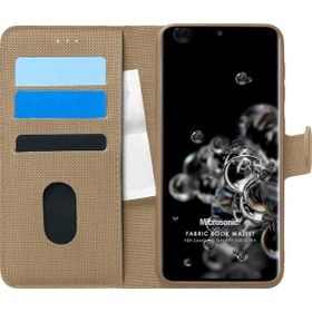 Microsonic Samsung Galaxy S20 Ultra Fabric Book Wallet Gold Cep Telefonu Kılıfı