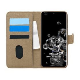 Microsonic Samsung Galaxy S20 Ultra Fabric Book Wallet Gold Cep Telefonu Kılıfı