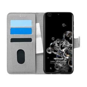 Microsonic Samsung Galaxy S20 Ultra Fabric Book Wallet Gri Cep Telefonu Kılıfı