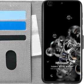Microsonic Samsung Galaxy S20 Ultra Fabric Book Wallet Gri Cep Telefonu Kılıfı
