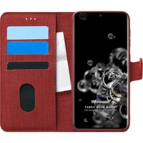 Microsonic Samsung Galaxy S20 Ultra Fabric Book Wallet Kırmızı Cep Telefonu Kılıfı