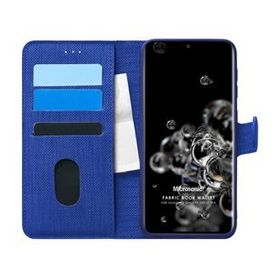 Microsonic Samsung Galaxy S20 Ultra Fabric Book Wallet Lacivert Cep Telefonu Kılıfı