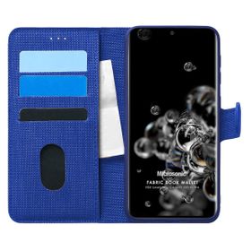 Microsonic Samsung Galaxy S20 Ultra Fabric Book Wallet Lacivert Cep Telefonu Kılıfı