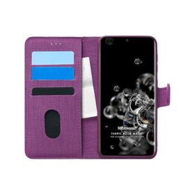 Microsonic Samsung Galaxy S20 Ultra Fabric Book Wallet Mor Kılıf
