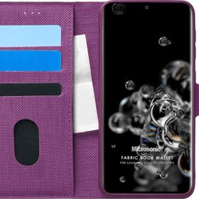 Microsonic Samsung Galaxy S20 Ultra Fabric Book Wallet Mor Kılıf