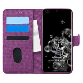 Microsonic Samsung Galaxy S20 Ultra Fabric Book Wallet Mor Kılıf