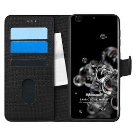 Microsonic Samsung Galaxy S20 Ultra Fabric Book Wallet Siyah Kılıf