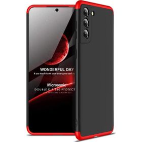 Microsonic Samsung Galaxy S21 Double Dip 360 Protective Siyah Kırmızı Kılıf