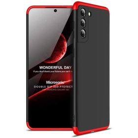Microsonic Samsung Galaxy S21 Double Dip 360 Protective Siyah Kırmızı Kılıf