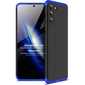 Microsonic Samsung Galaxy S21 Double Dip 360 Protective Siyah Mavi Kılıf
