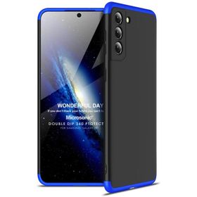 Microsonic Samsung Galaxy S21 Double Dip 360 Protective Siyah Mavi Kılıf
