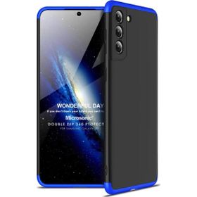 Microsonic Samsung Galaxy S21 Double Dip 360 Protective Siyah Mavi Kılıf