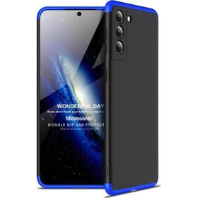 Microsonic Samsung Galaxy S21 Double Dip 360 Protective Siyah Mavi Kılıf