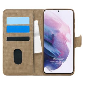 Microsonic Samsung Galaxy S21 Fabric Book Wallet Gold Cep Telefonu Kılıfı