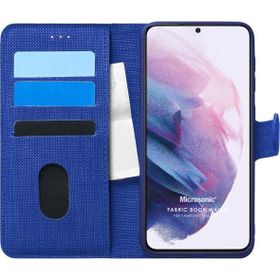 Microsonic Samsung Galaxy S21 Fabric Book Wallet Lacivert Cep Telefonu Kılıfı