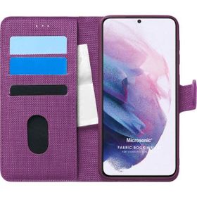 Microsonic Samsung Galaxy S21 Fabric Book Wallet Mor Cep Telefonu Kılıfı
