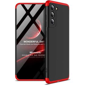 Microsonic Samsung Galaxy S21 FE Double Dip 360 Protective Siyah Kırmızı Kılıf