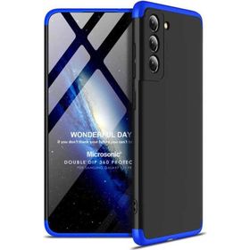 Microsonic Samsung Galaxy S21 FE Double Dip 360 Protective Siyah Mavi Kılıf