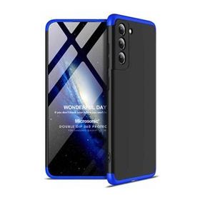 Microsonic Samsung Galaxy S21 FE Double Dip 360 Protective Siyah Mavi Kılıf