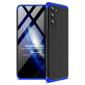Microsonic Samsung Galaxy S21 FE Double Dip 360 Protective Siyah Mavi Kılıf