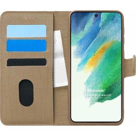 Microsonic Samsung Galaxy S21 Fe Fabric Book Wallet Gold Cep Telefonu Kılıfı