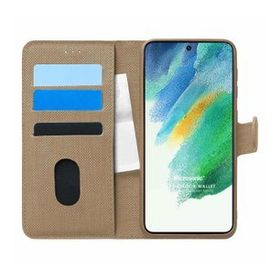 Microsonic Samsung Galaxy S21 Fe Fabric Book Wallet Gold Cep Telefonu Kılıfı