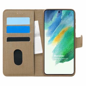 Microsonic Samsung Galaxy S21 Fe Fabric Book Wallet Gold Cep Telefonu Kılıfı