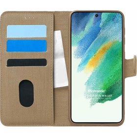 Microsonic Samsung Galaxy S21 Fe Fabric Book Wallet Gold Cep Telefonu Kılıfı