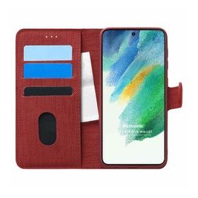 Microsonic Samsung Galaxy S21 FE Fabric Book Wallet Kırmızı Kılıf