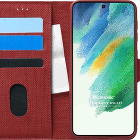 Microsonic Samsung Galaxy S21 FE Fabric Book Wallet Kırmızı Kılıf