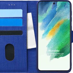 Microsonic Samsung Galaxy S21 FE Fabric Book Wallet Lacivert Kılıf