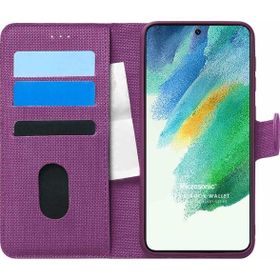 Microsonic Samsung Galaxy S21 FE Fabric Book Wallet Mor Cep Telefonu Kılıfı