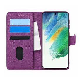 Microsonic Samsung Galaxy S21 FE Fabric Book Wallet Mor Cep Telefonu Kılıfı