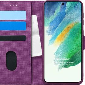 Microsonic Samsung Galaxy S21 FE Fabric Book Wallet Mor Cep Telefonu Kılıfı