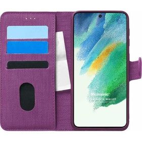 Microsonic Samsung Galaxy S21 FE Fabric Book Wallet Mor Cep Telefonu Kılıfı