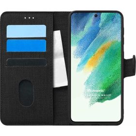Microsonic Samsung Galaxy S21 FE Fabric Book Wallet Siyah Kılıf