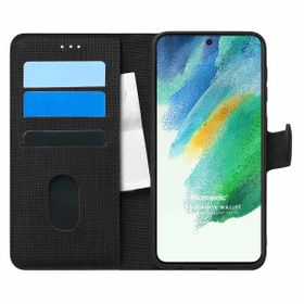 Microsonic Samsung Galaxy S21 FE Fabric Book Wallet Siyah Kılıf