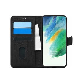 Microsonic Samsung Galaxy S21 FE Fabric Book Wallet Siyah Kılıf