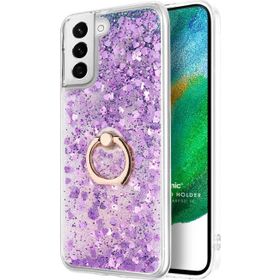 Microsonic Samsung Galaxy S21 FE Glitter Liquid Holder Mor Cep Telefonu Kılıfı
