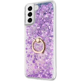 Microsonic Samsung Galaxy S21 FE Glitter Liquid Holder Mor Cep Telefonu Kılıfı