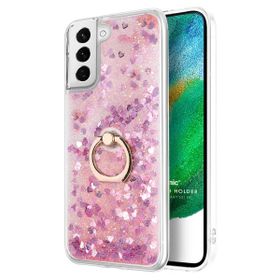 Microsonic Samsung Galaxy S21 FE Glitter Liquid Holder Pembe Cep Telefonu Kılıfı