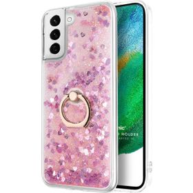 Microsonic Samsung Galaxy S21 FE Glitter Liquid Holder Pembe Cep Telefonu Kılıfı