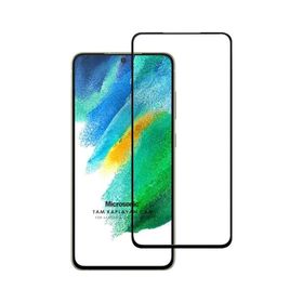 Microsonic Samsung Galaxy S21 FE Tam Kaplayan Temperli Siyah Cam Ekran Koruyucu