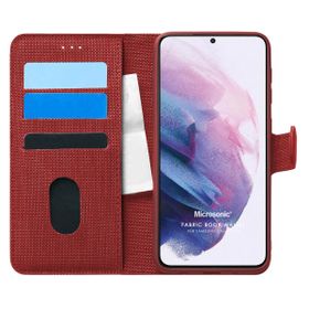 Microsonic Samsung Galaxy S21 Kırmızı Fabric Book Wallet Cep Telefon Kılıfı